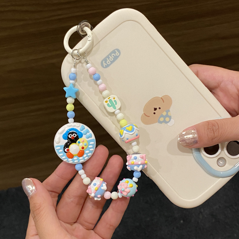 《6621》雙面可愛企鵝串珠手機鍊