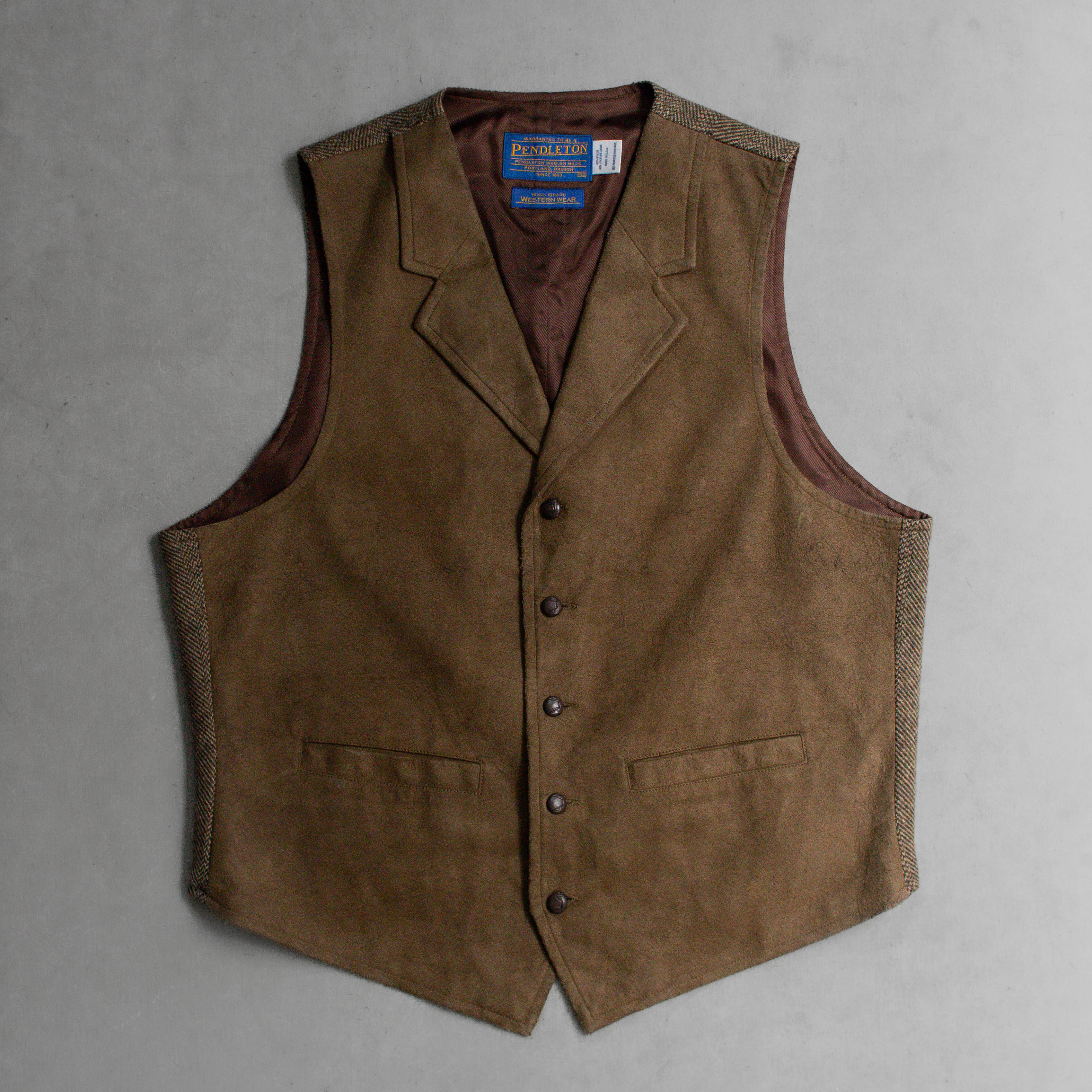 PENDLETON TWEED VEST 美國製 棕色 麂皮絨 毛呢 西裝 背心