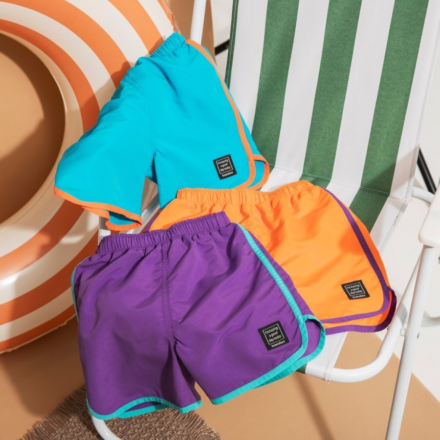 日本 90-150 撞色滾邊泳褲 沙灘褲 3色