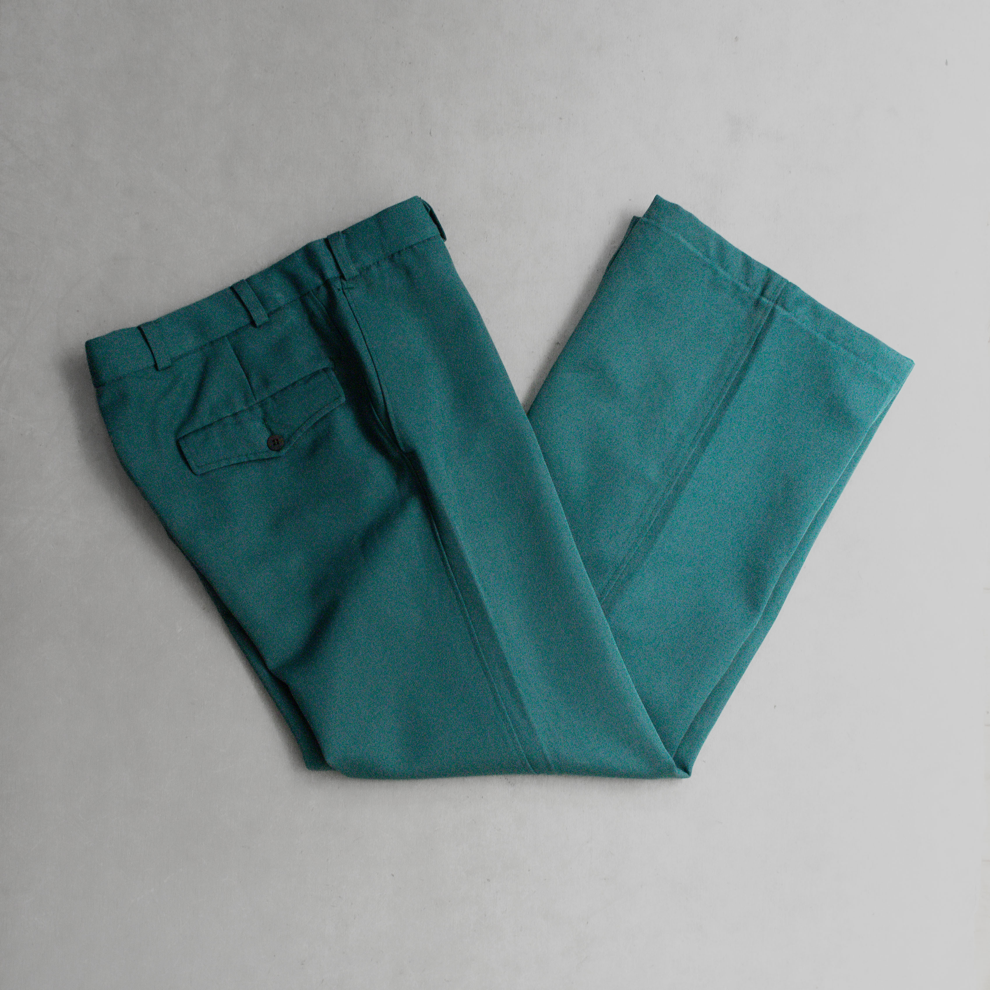 VINTAGE FLARE PANTS 歐洲 藍綠色 素面 羊毛 混紡 靴型 喇叭 長褲