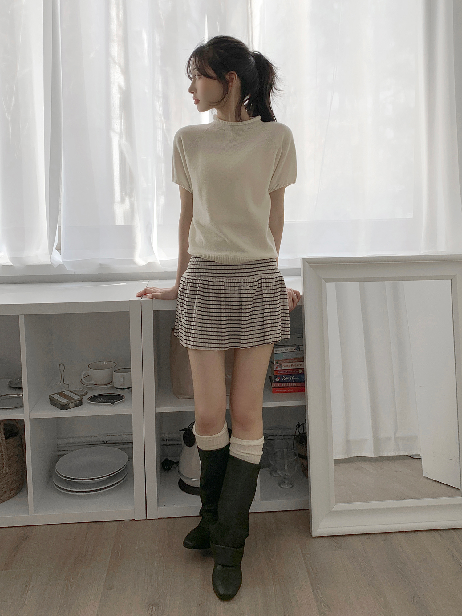 【18/3完額外95折首批優惠價預訂】韓國間條針織裙褲（3色）