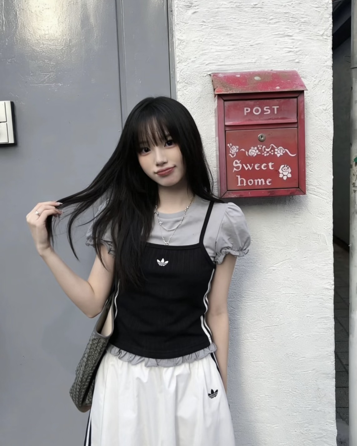 Adidas Originals Slim 假兩件式 圓領 泡泡袖 短版 2色