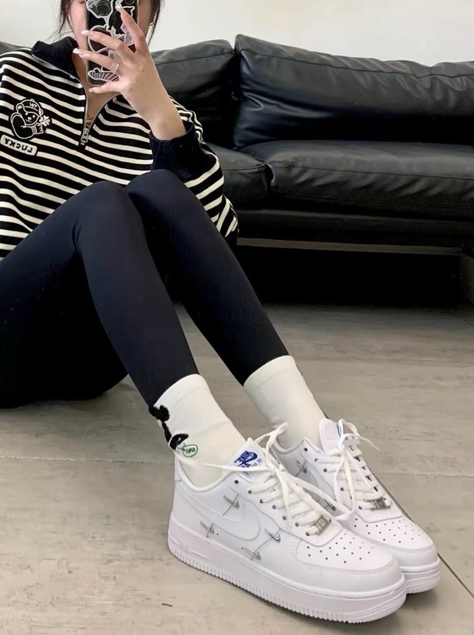 NIKE AIR FORCE 1 '07 LX ''Chrome Luxe" 白藍 小銀勾 女款 泫雅同款 CT1990-100