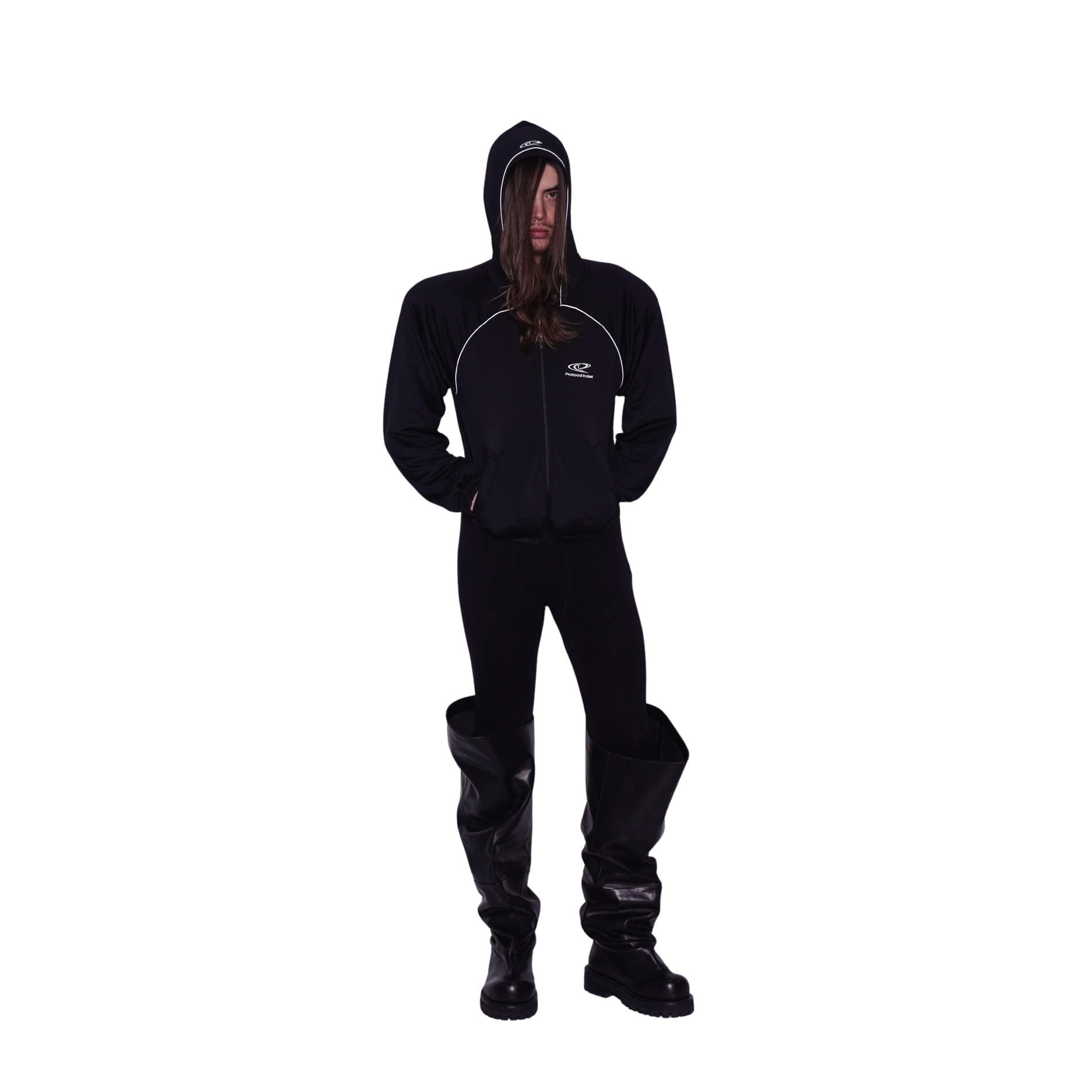 Protocol Index｜Athleisure Sweatshirts Zip Hoodie (Jersey Black)