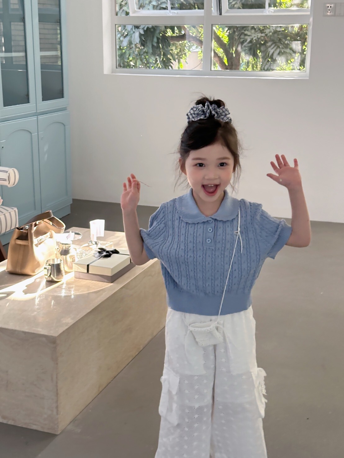 法式奶油領針織短袖