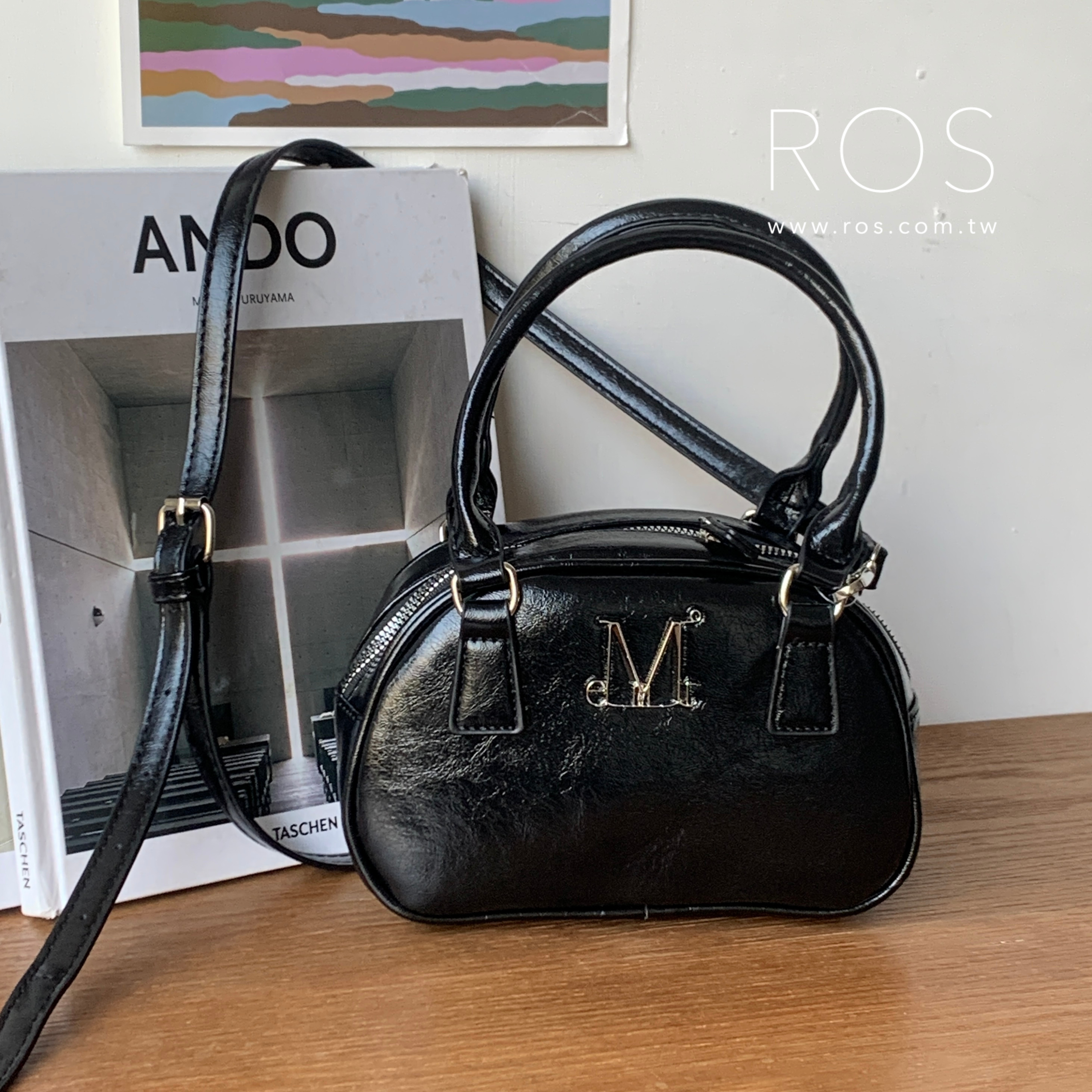 🇰🇷韓國 MUCENT 金屬Logo 手提肩背包 黑