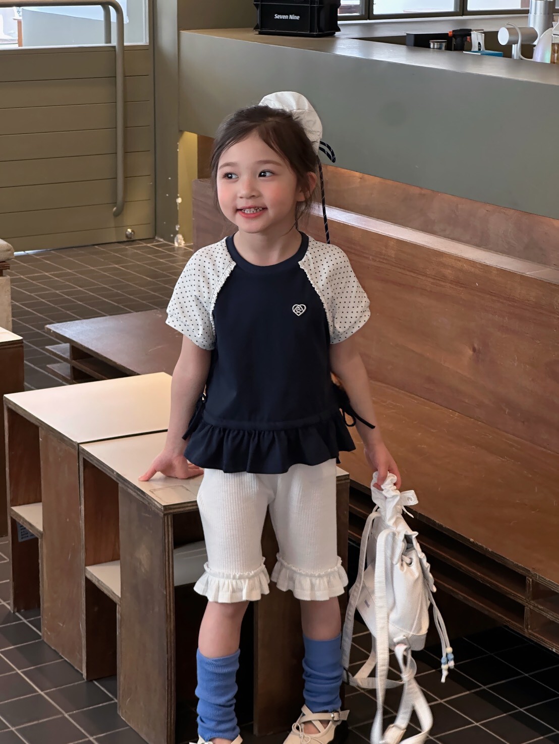 奶油荷葉瑜珈褲