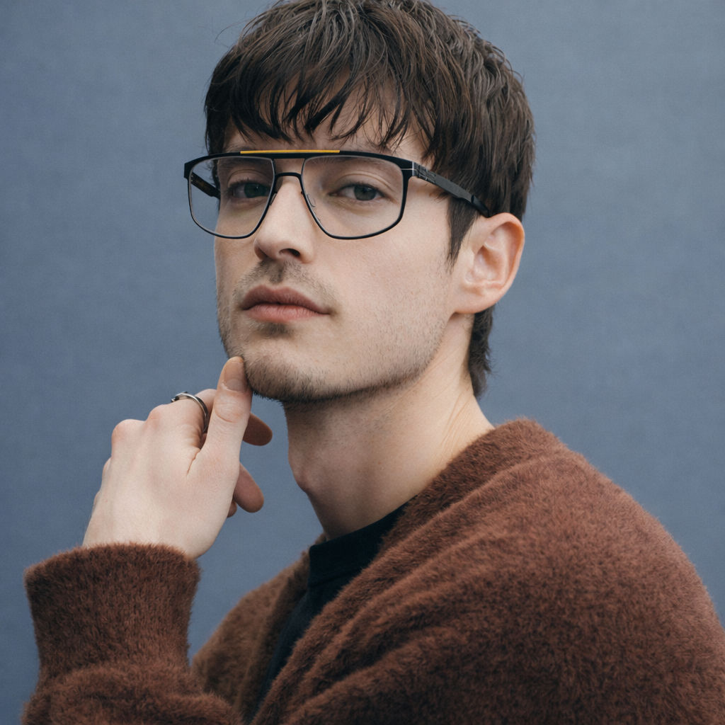 【ic! berlin】AMG 08 Yellow Gun Metal-56mm光學眼鏡(IA5001 041)