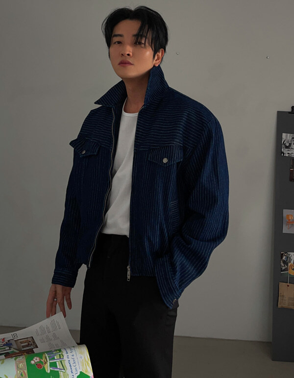 午夜條紋牛仔夾克