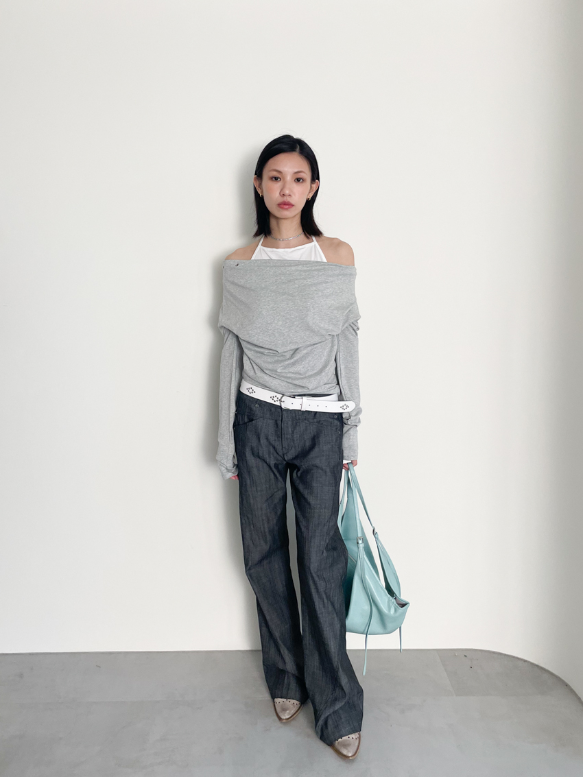 draped front with halter layered top