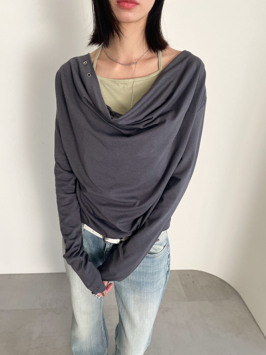 draped front with halter layered top