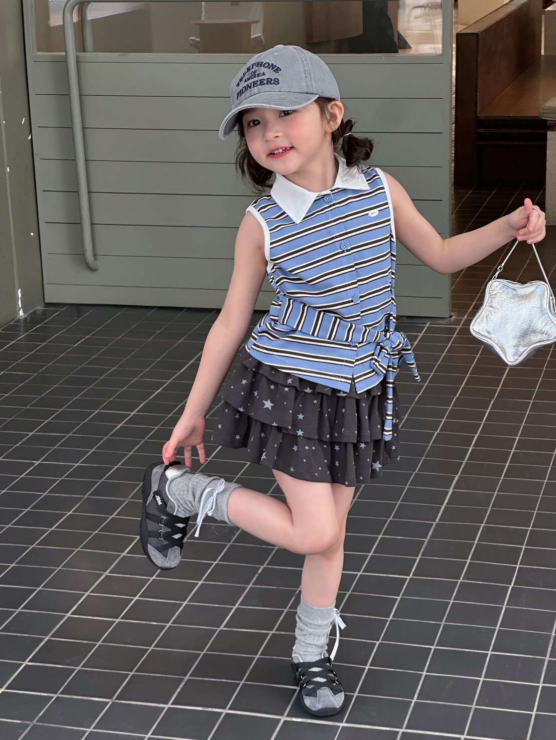 綁帶條紋學院上衣