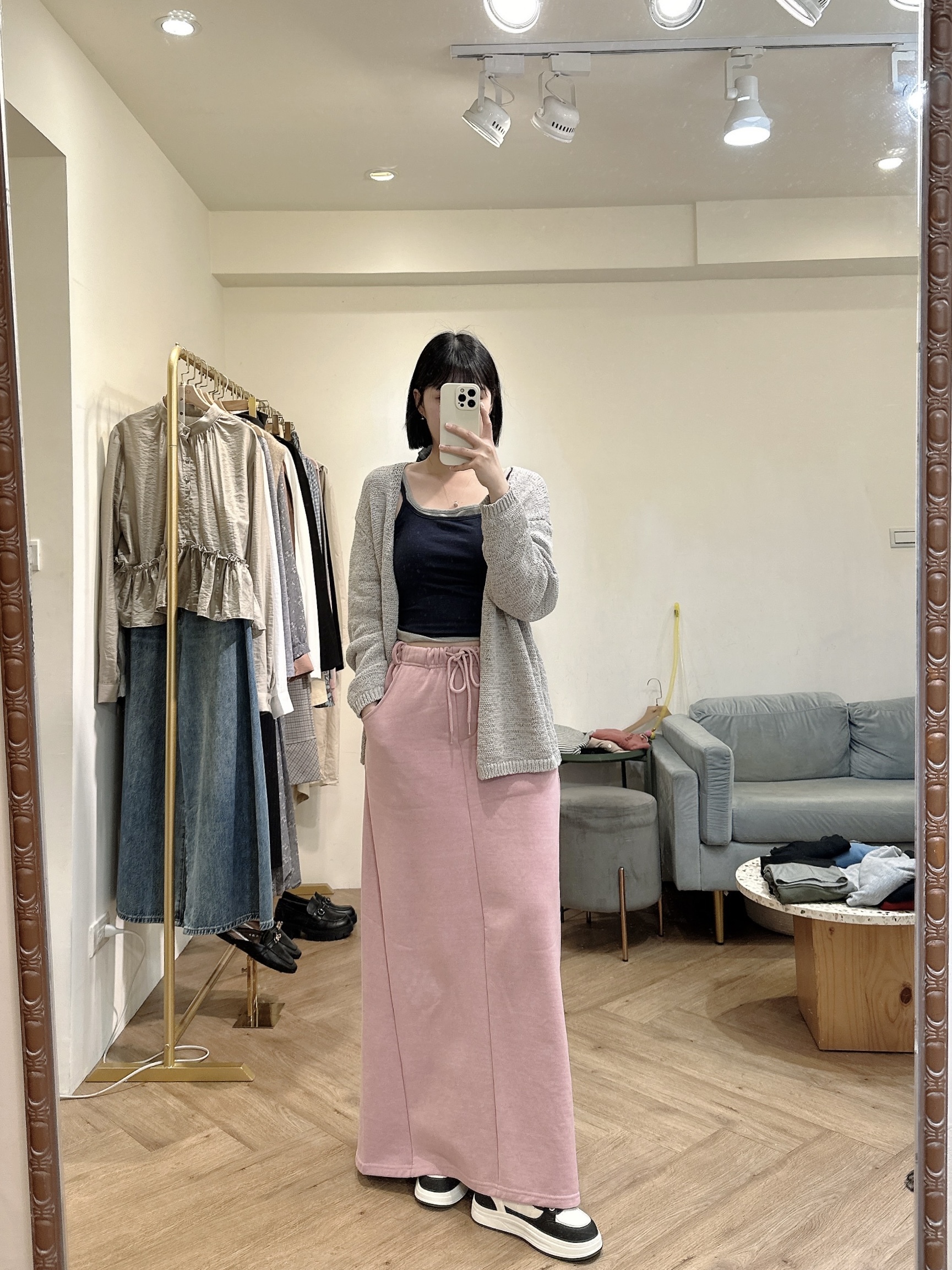 長版休閒鬆緊帶裙