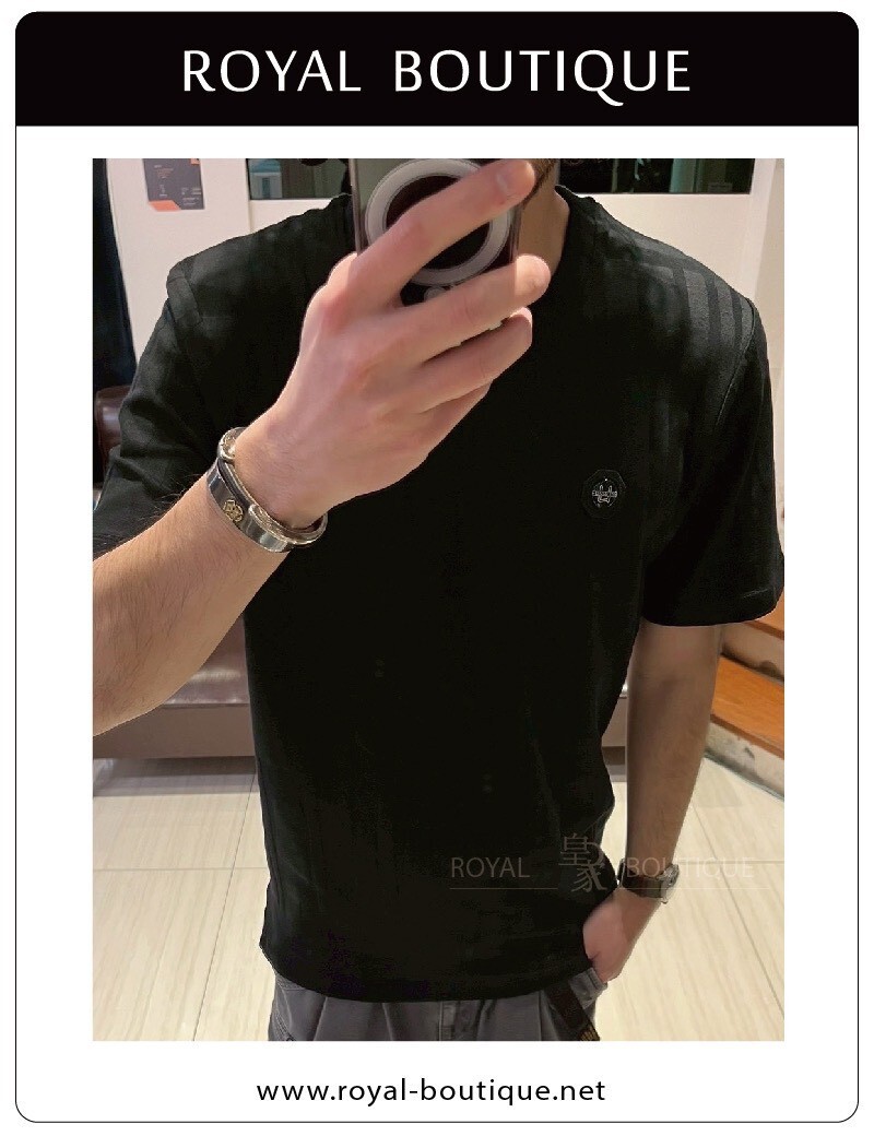 USUALIS 左胸小標彈性針織短T