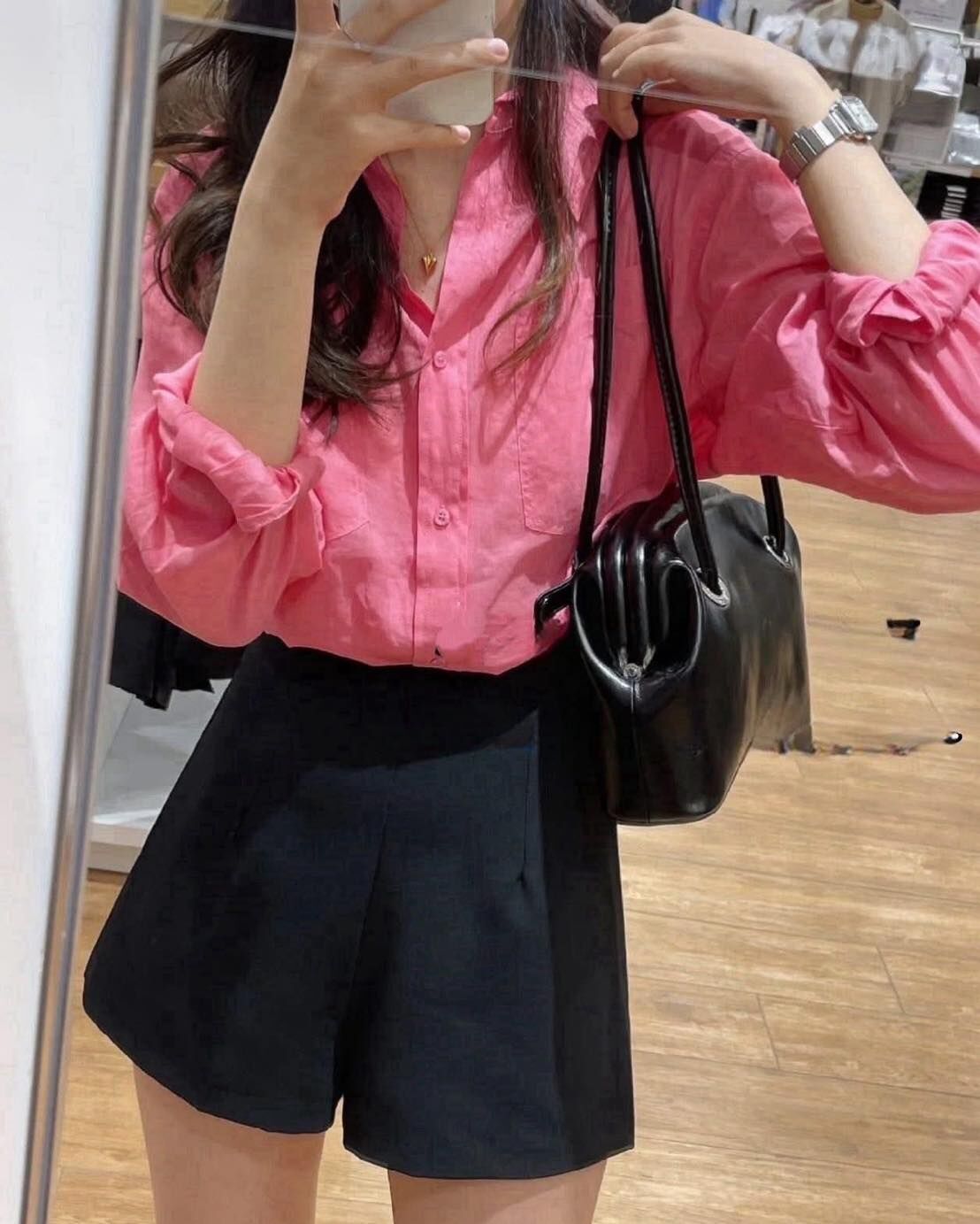 【質感超好的法式玫瑰粉亞麻襯衫】（預購）