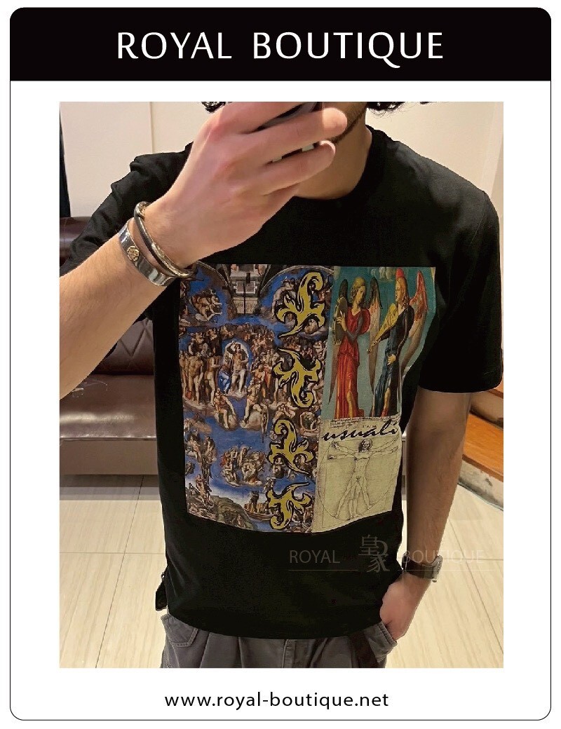 USUALIS 文藝復興相片印花短T