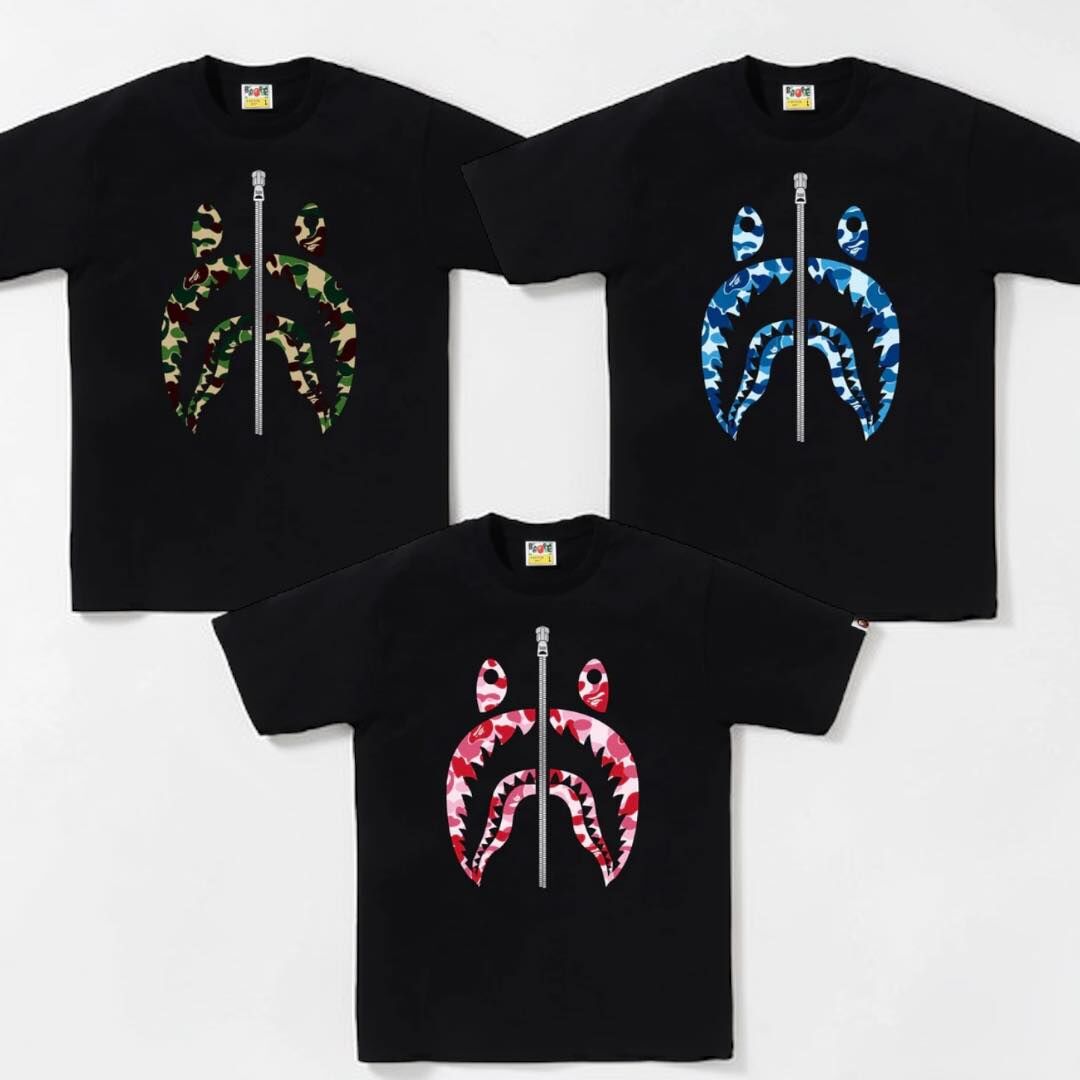 BAPE ABC CAMO SHARK TEE 迷彩鯊魚 經典 銀拉鏈 短Tee 1M30110007