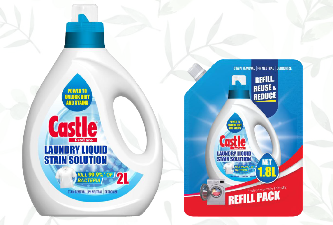 YF260314-Y28-Castle ProCare專業抗菌除污洗衣液2公升+亮麗專業抗菌除污洗衣液補充裝1.8公升