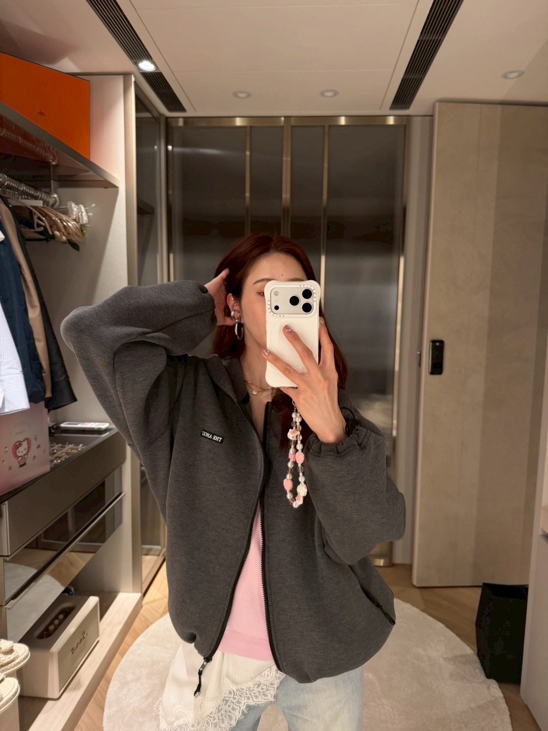 #AF48太空棉抽繩連帽外(墨/深藍)