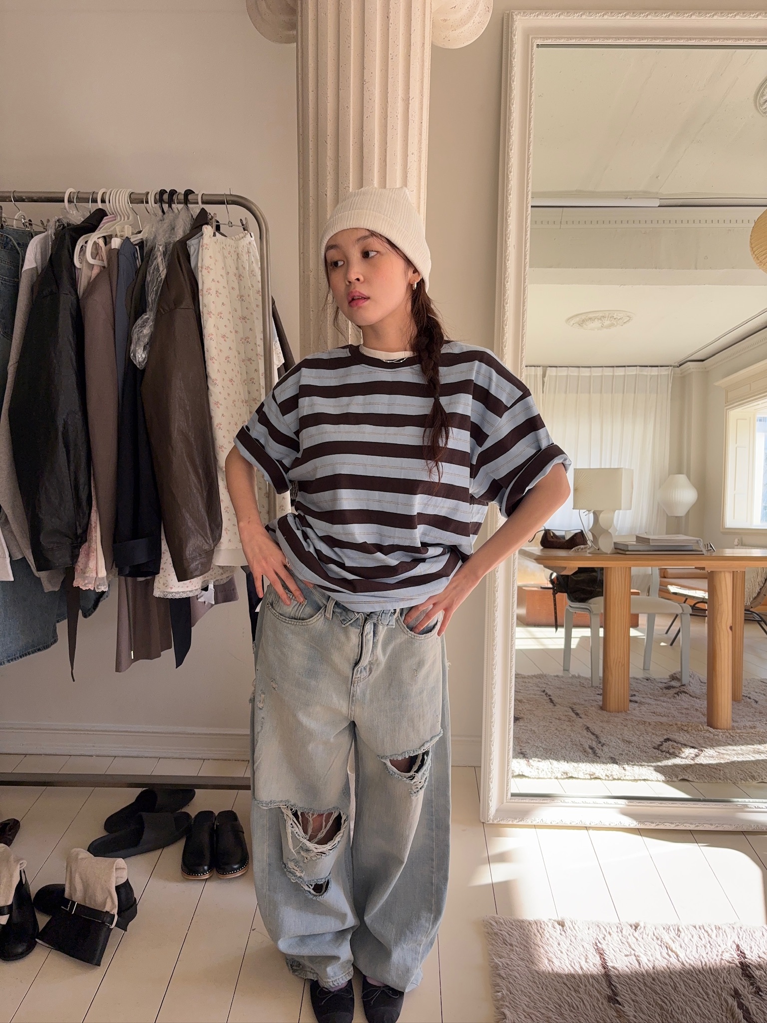 M12/ 微性感褲頭設計刷破牛仔褲