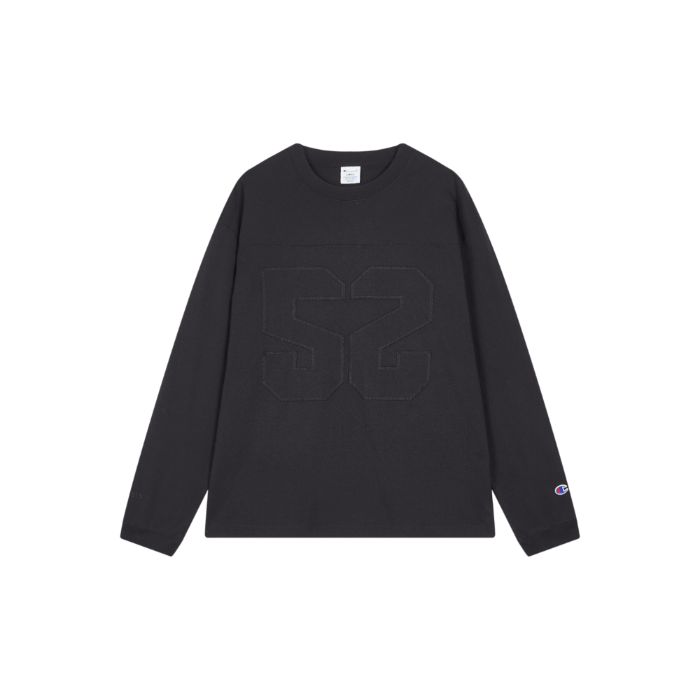 男款- CAMPUS 棉質52圓領薄長袖小CT恤-黑色（U6ALTSM193M201）