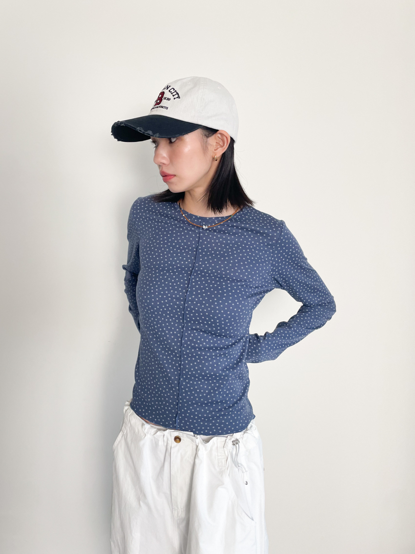 mini star center seam long sleeve top