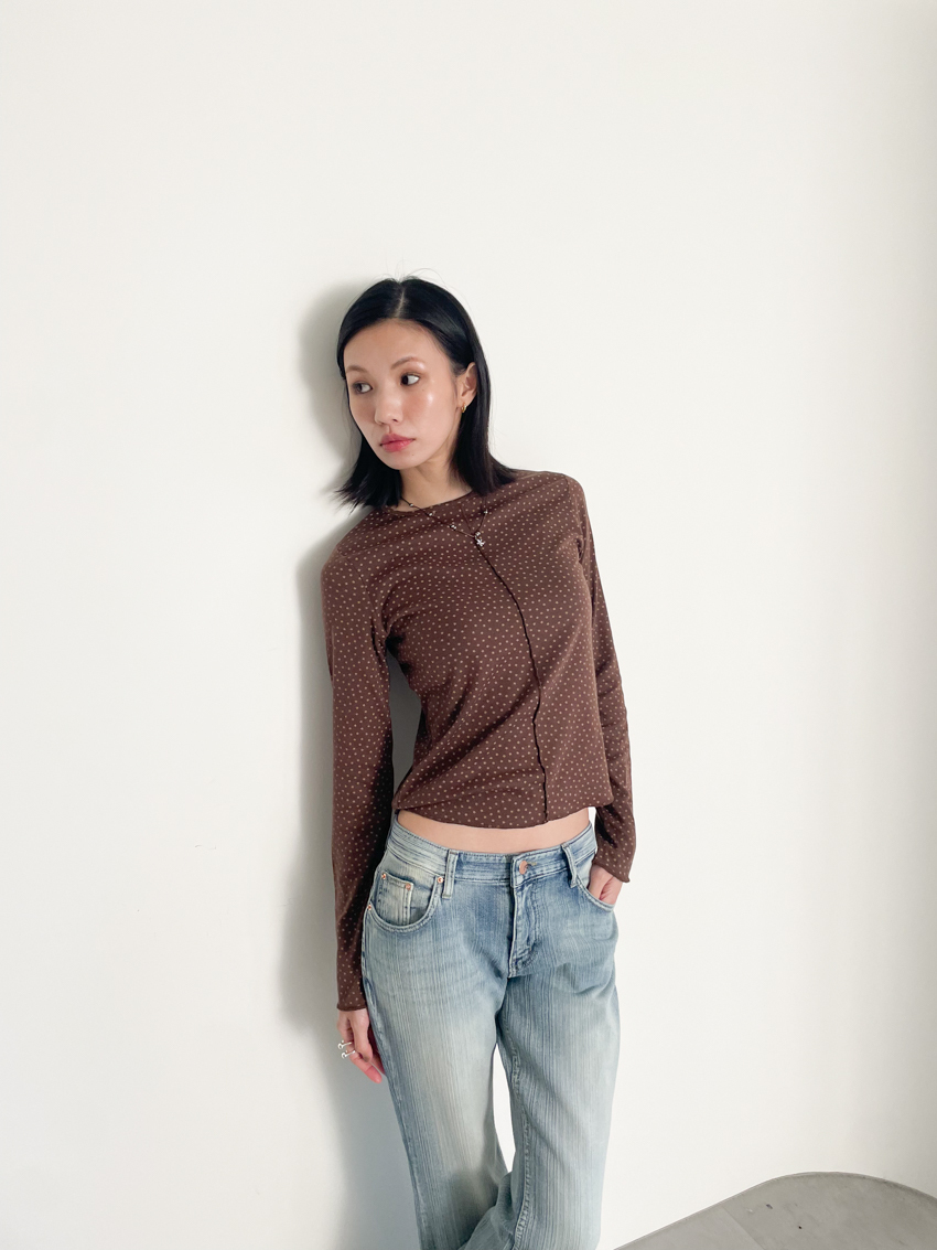 mini star center seam long sleeve top