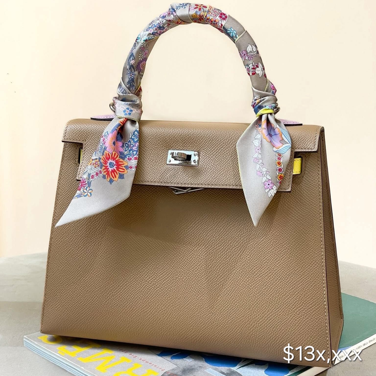 Preloved Hermès Kelly Epsom Leather Chai/ Lime/ Mauve Sylvestre PHW  HK$13x,xxx  (HK$2,000 即時落訂)