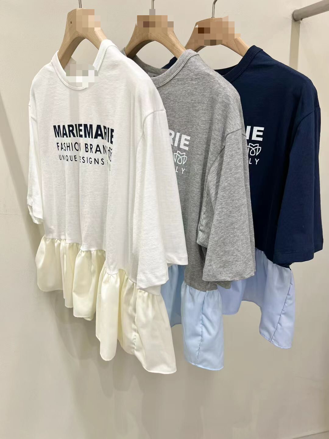 MARIE拼接傘擺短袖T