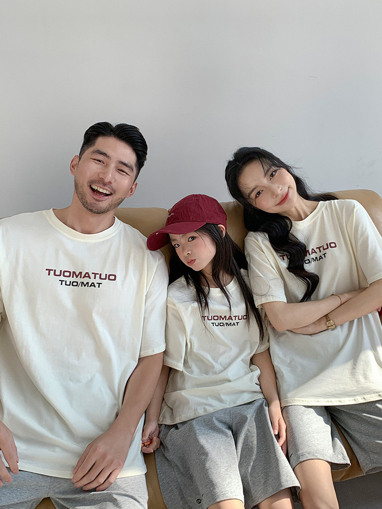 【H0517】Family｜韓系奶油字母慵懶上衣/棉褲(80-3XL)