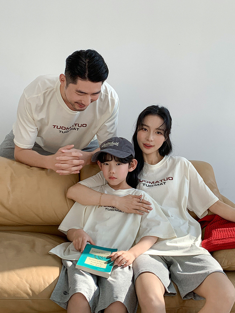 【H0517】Family｜韓系奶油字母慵懶上衣/棉褲(80-3XL)