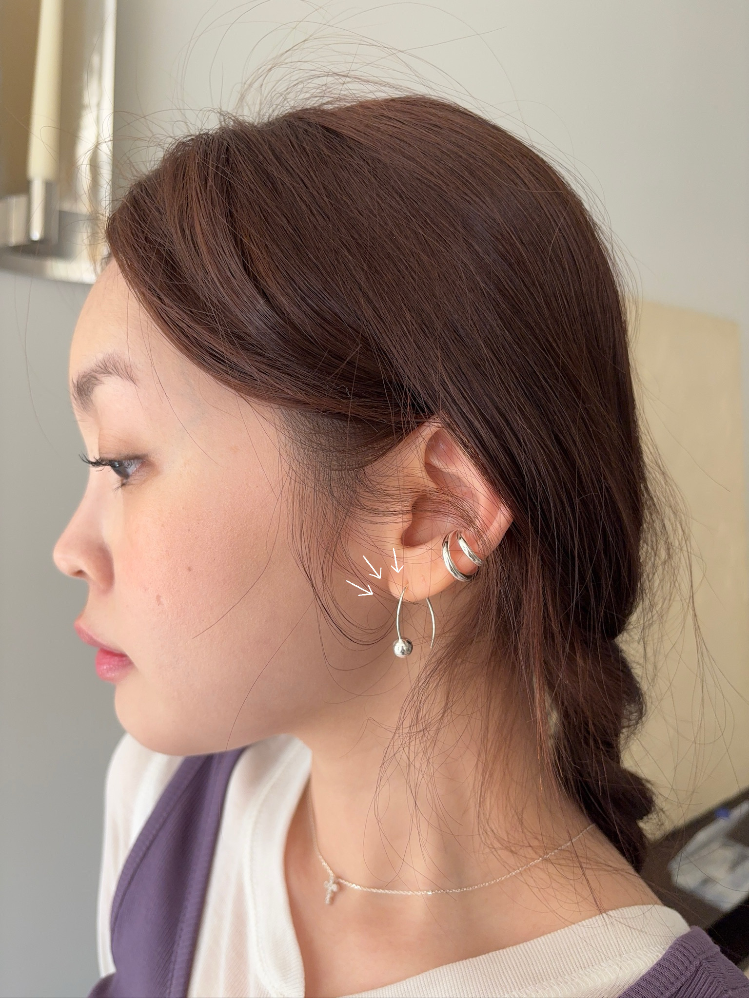 M77/ 細緻雪球花小圓球圓弧純銀耳環