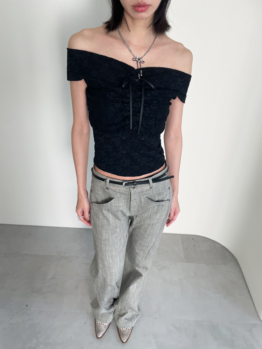 chest ruched lace tube top