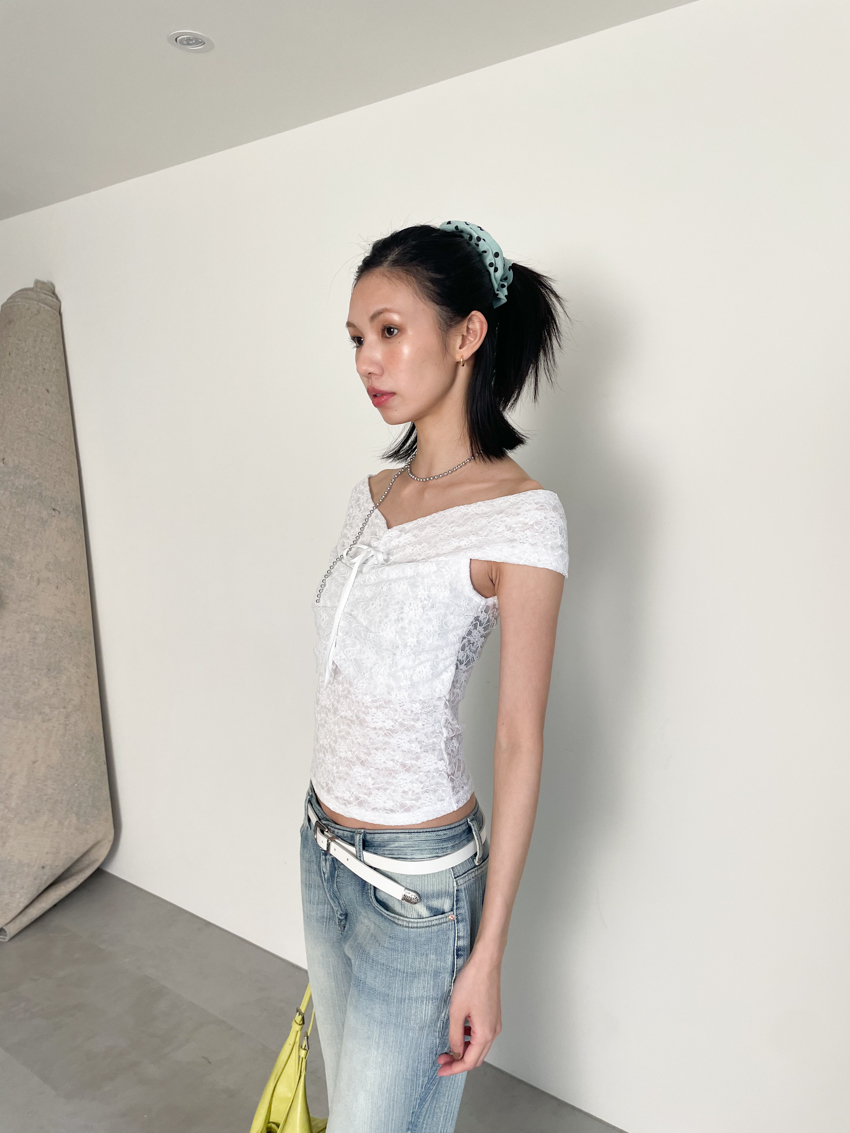 chest ruched lace tube top