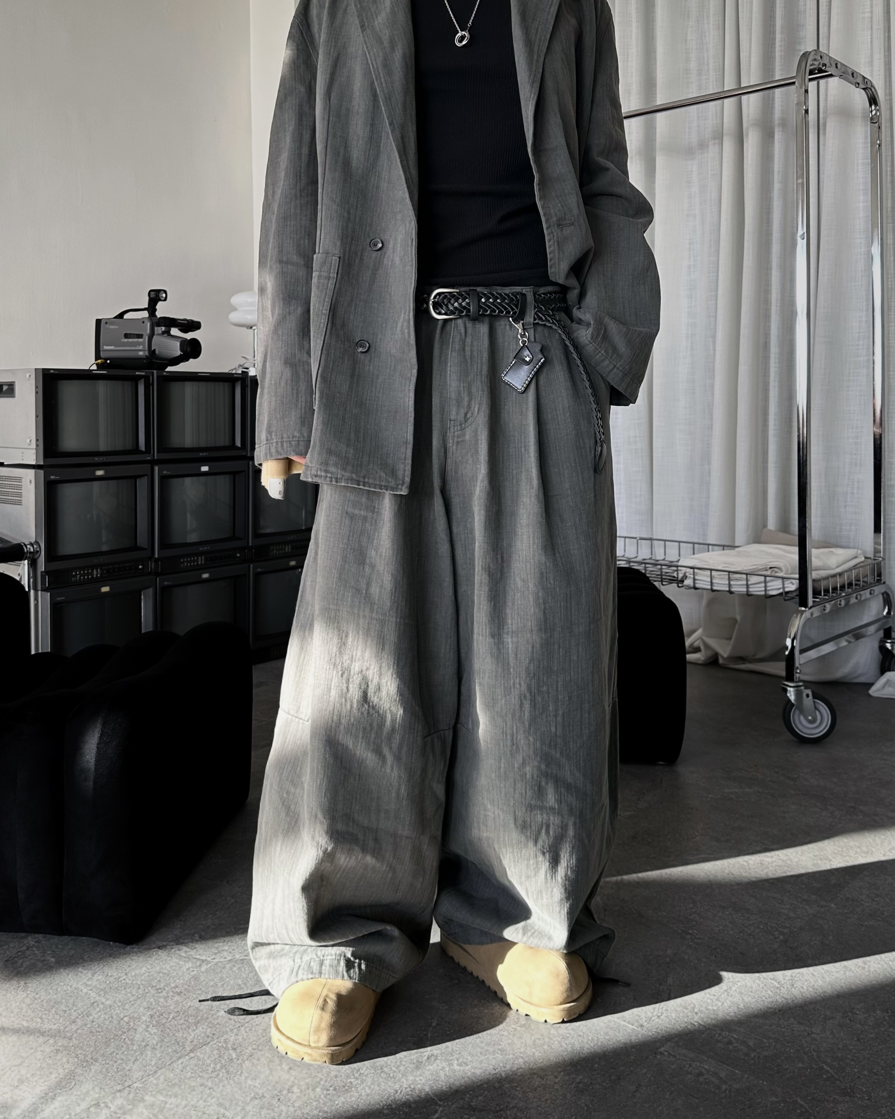 𝐇·𝐓·𝐒 韓國 西裝設計 寬版剪裁 重磅水洗 寬鬆 落地 套裝 長褲