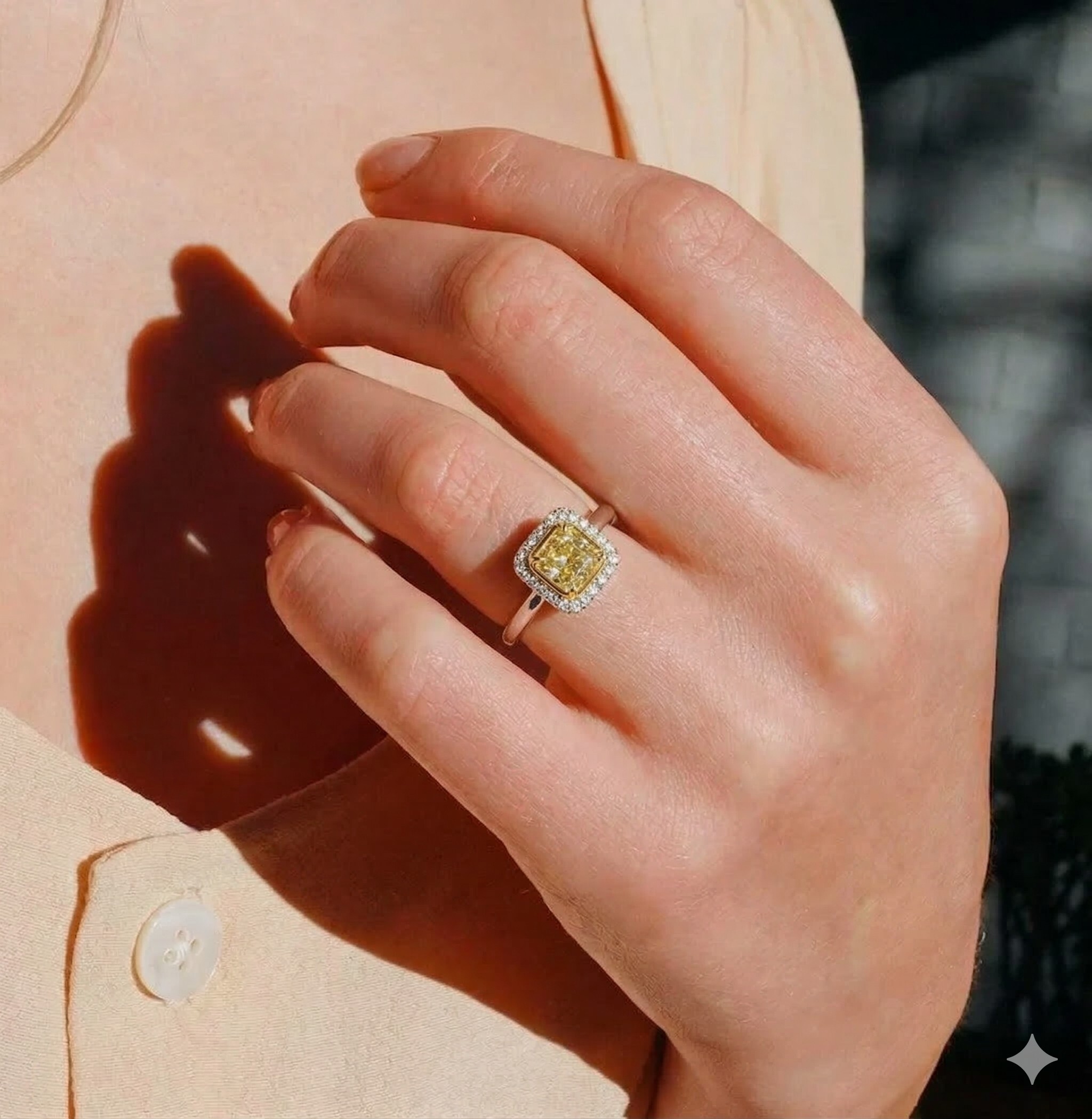 全新18K金【主石47份黃鑽】配12份鑽石戒指