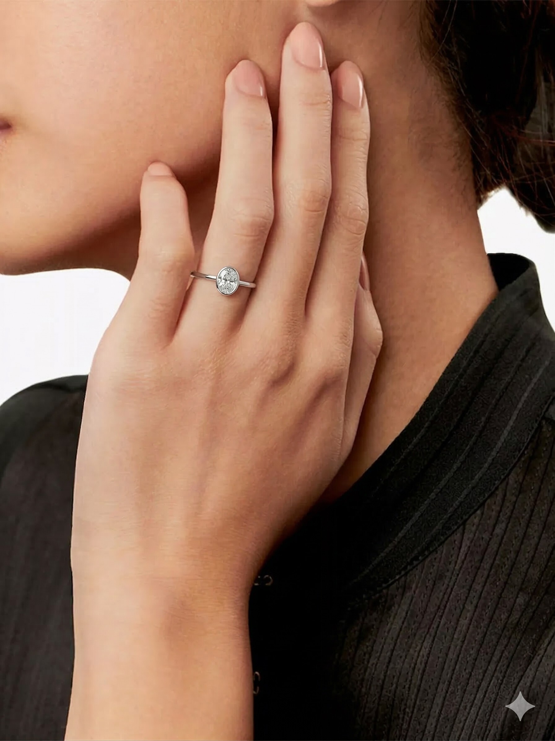 全新18K白金【主石29份蛋形鑽石】戒指