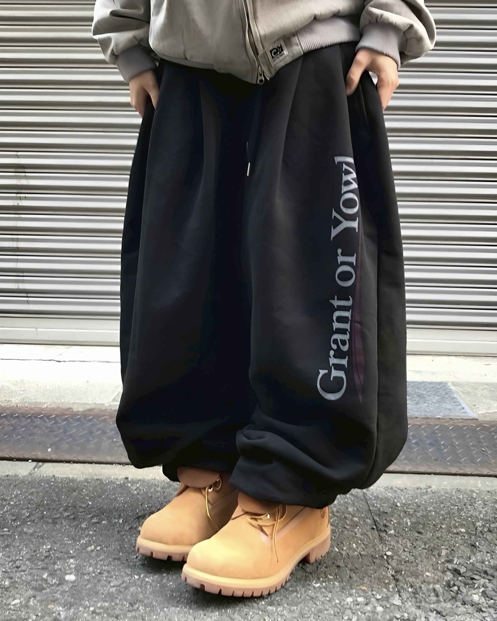 字母 設計 純棉 直筒 寬褲