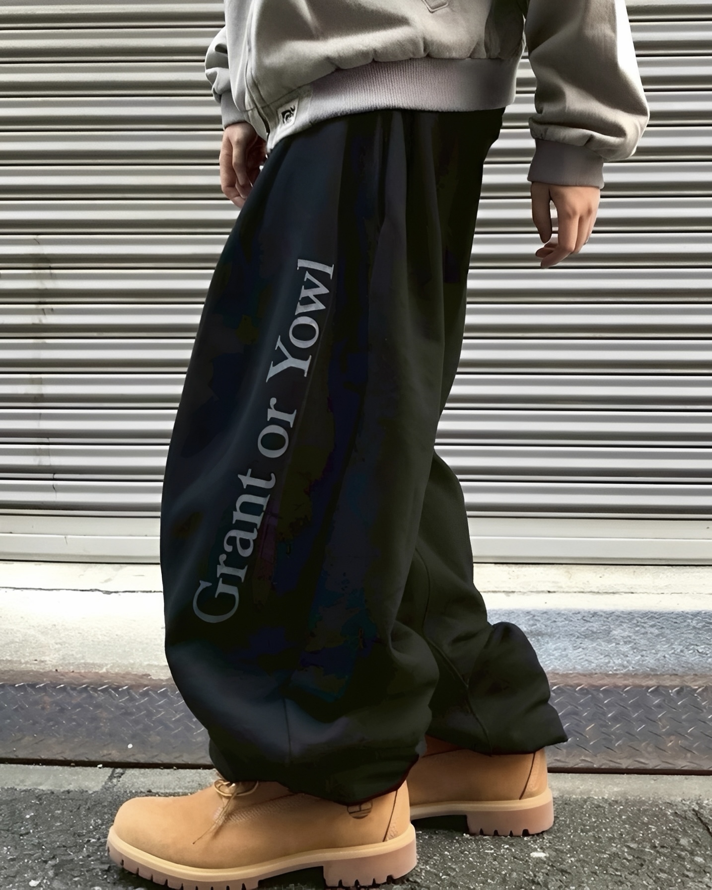 字母 設計 純棉 直筒 寬褲