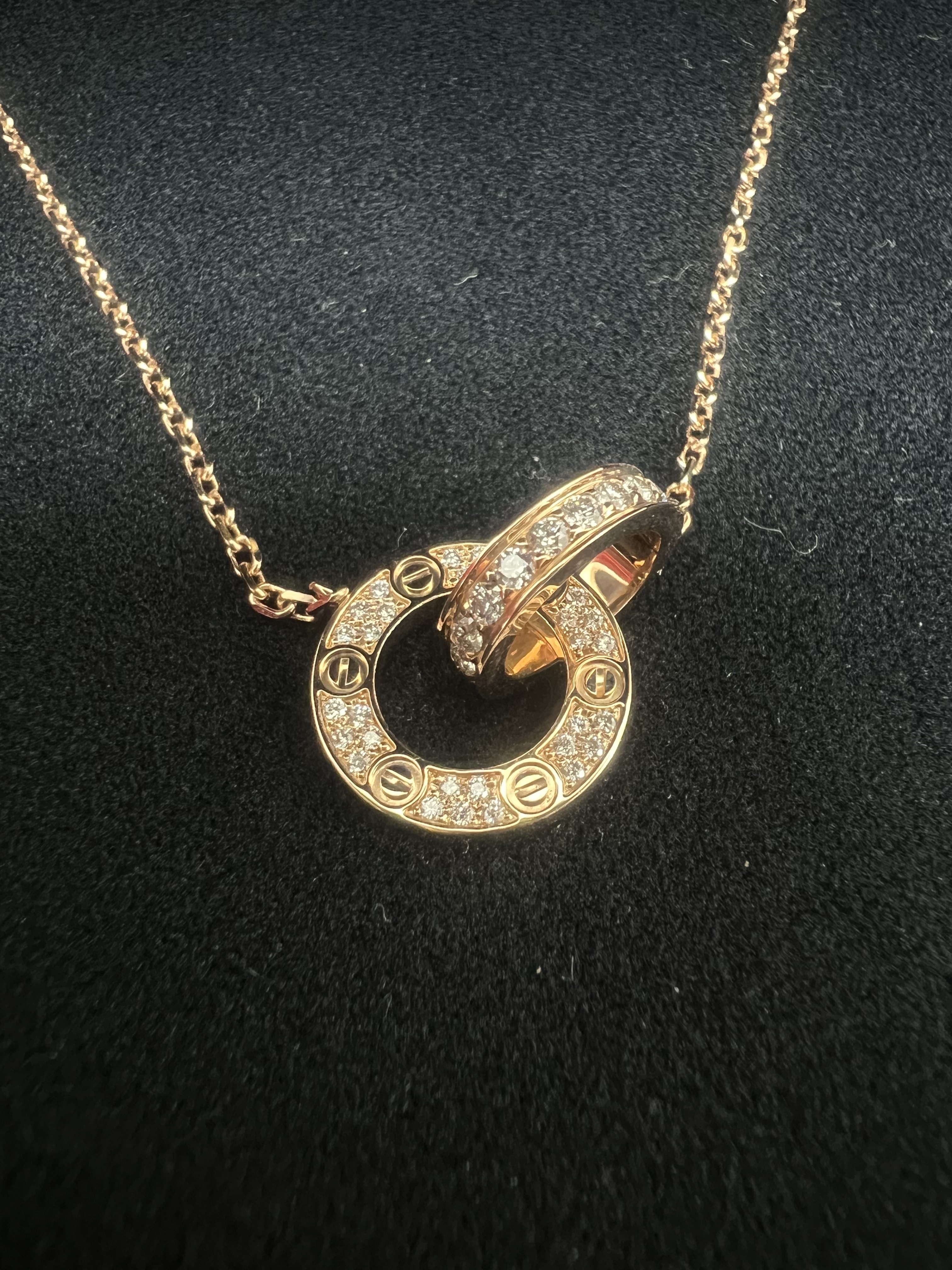 *Unused* Cartier love pendant necklace, paved diamond, rose gold