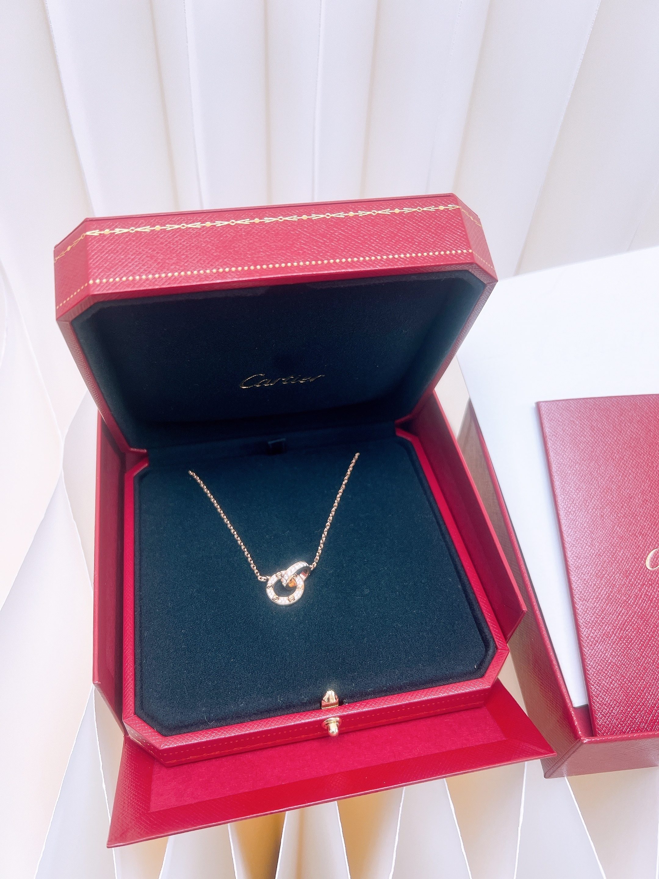 *Unused* Cartier love pendant necklace, paved diamond, rose gold