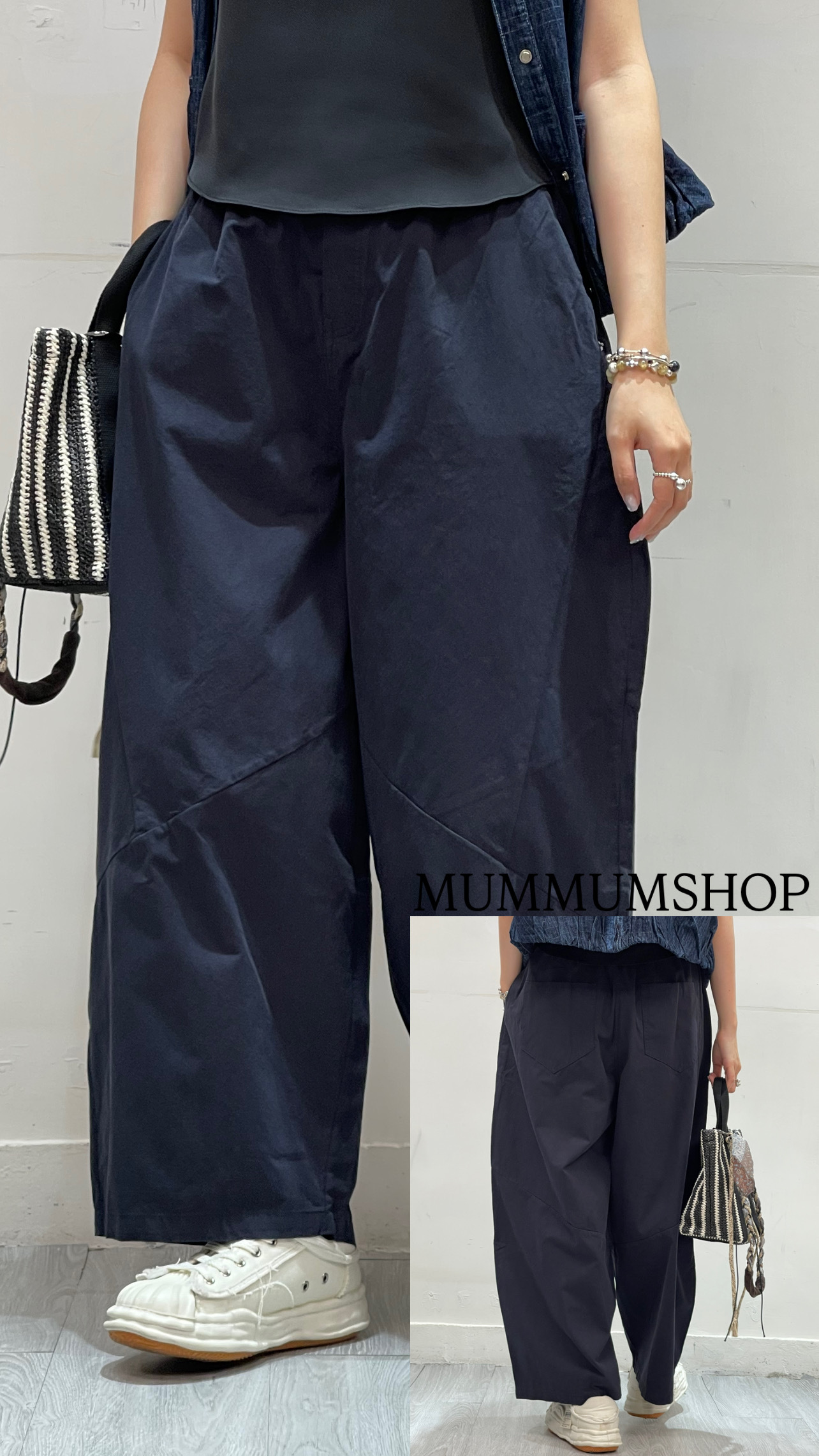 03689a/純色隱約線條彎刀褲　28-40/46/39