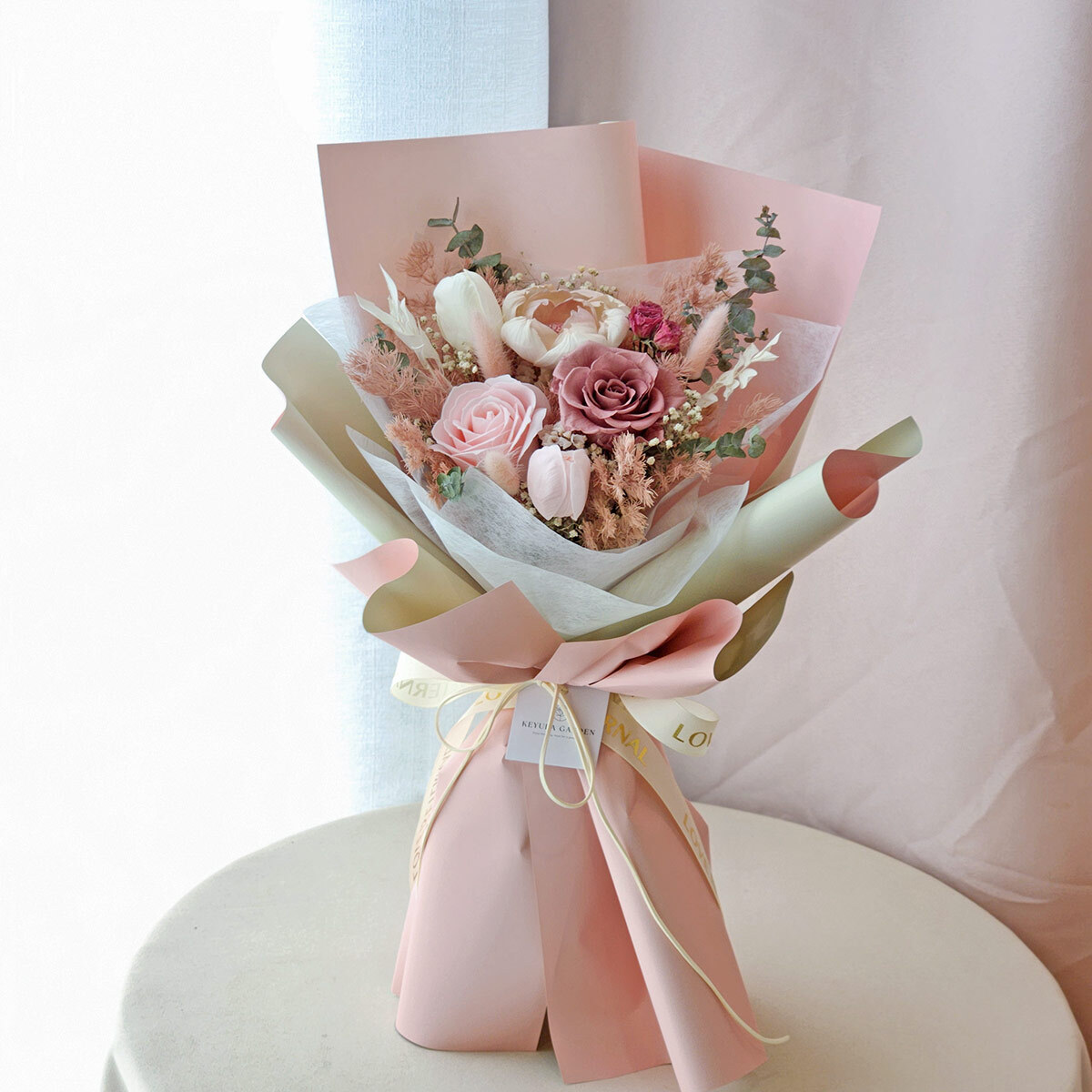 G11｜裸粉色系永生花束