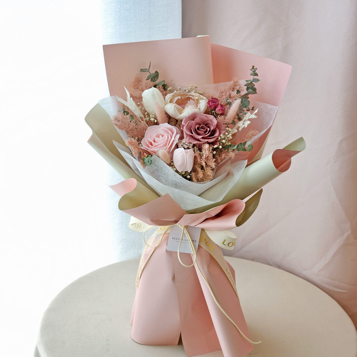 G11｜裸粉色系永生花束