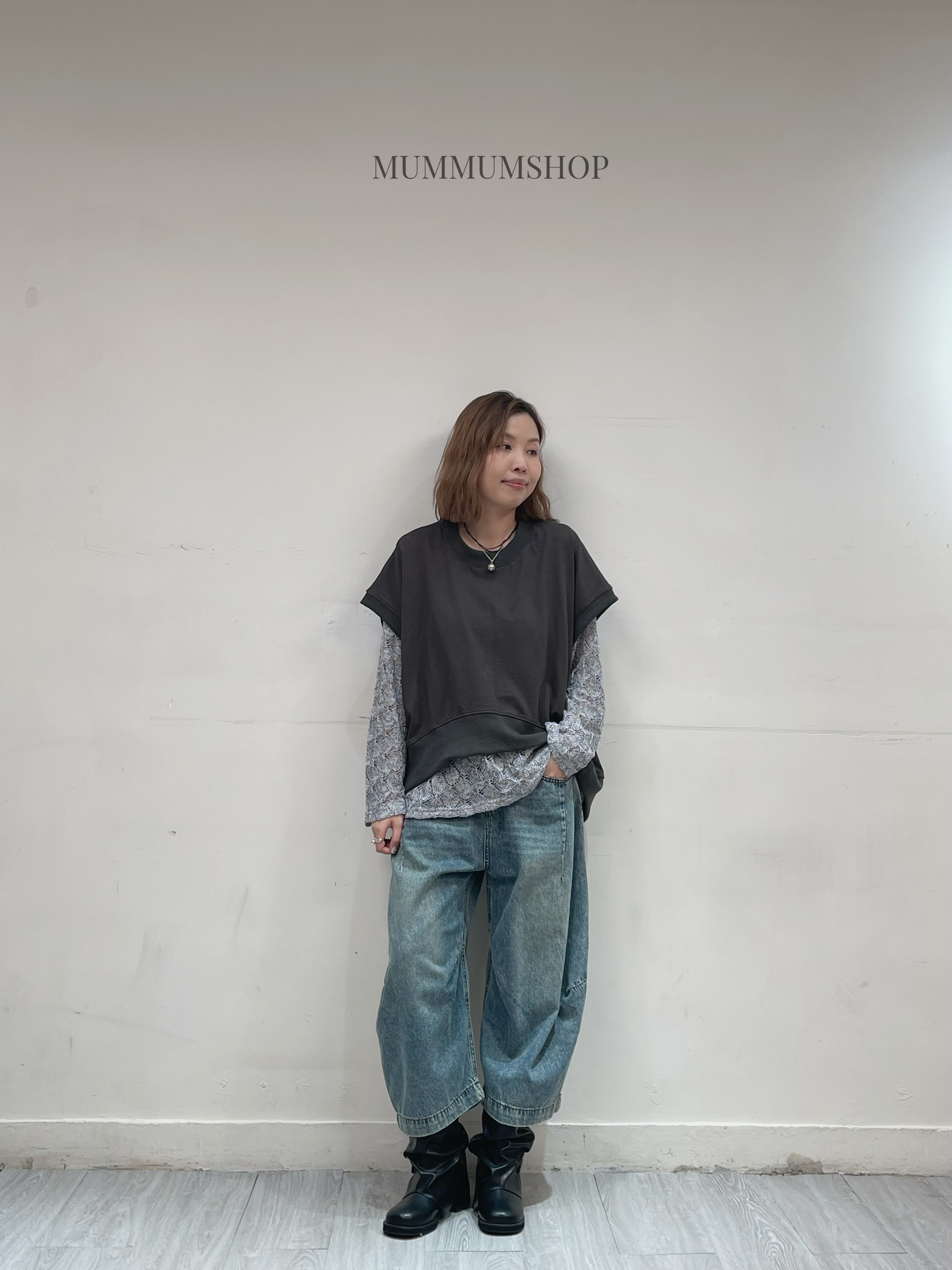 0213082a/蝴蝶袖長短短袖上衣　58/50/20-29