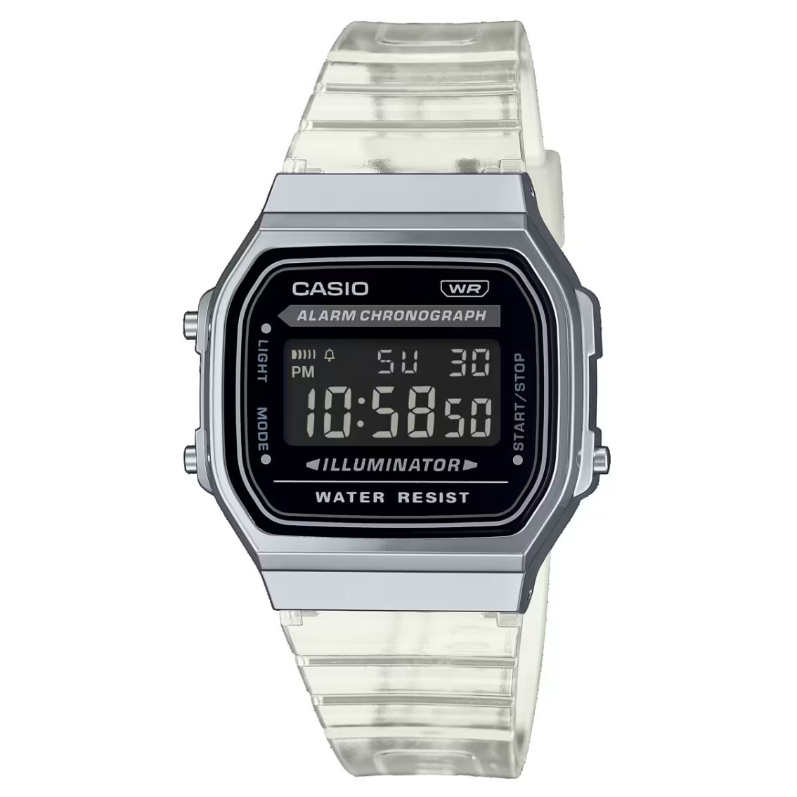 【CASIO 卡西歐】 80年代懷舊 日期星期 計時碼錶 半透金 電子錶 手錶 A168XESG