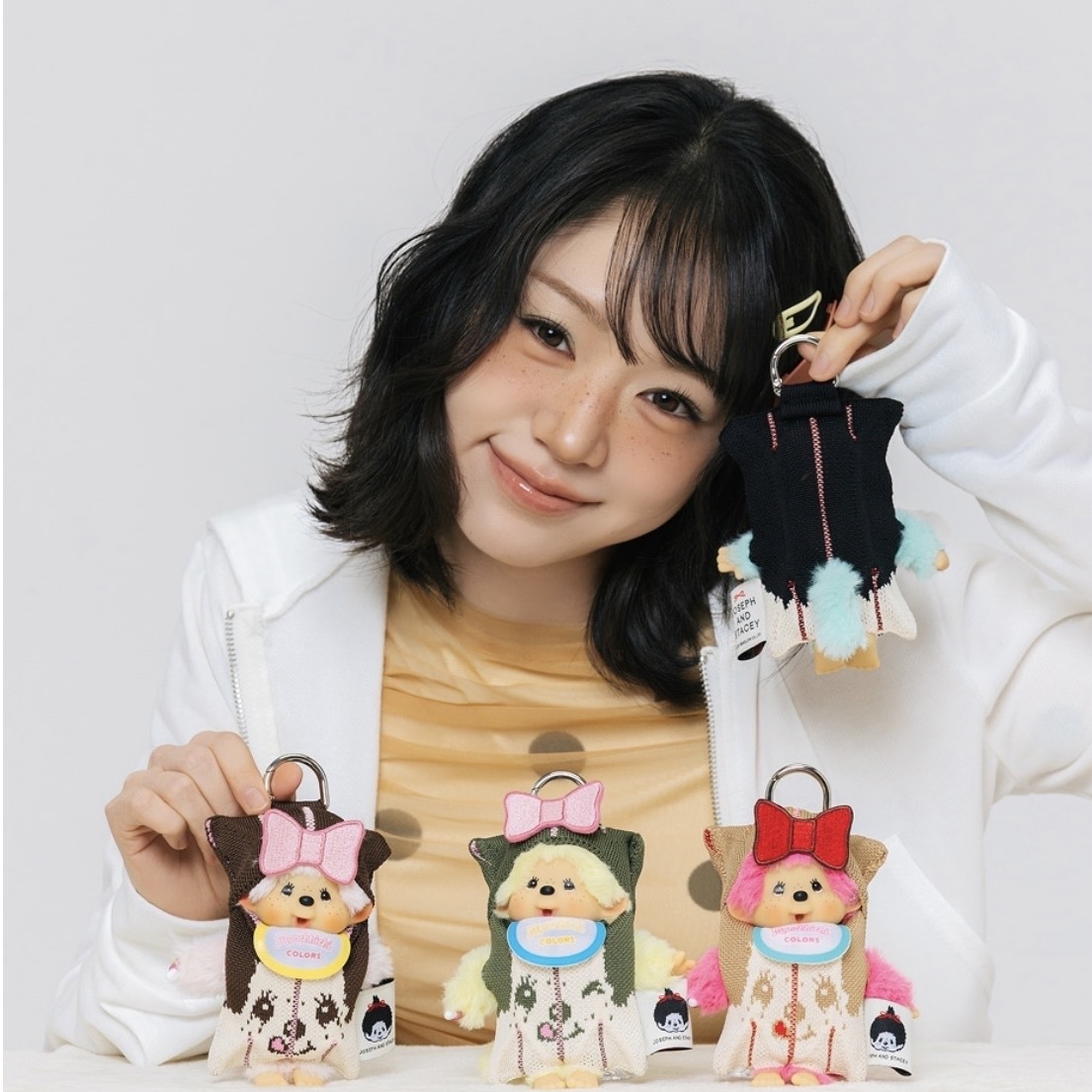 JOSEPH AND STACEY x MONCHHICHI 褶皺 針織 迷你多功能收納包 蒙奇奇