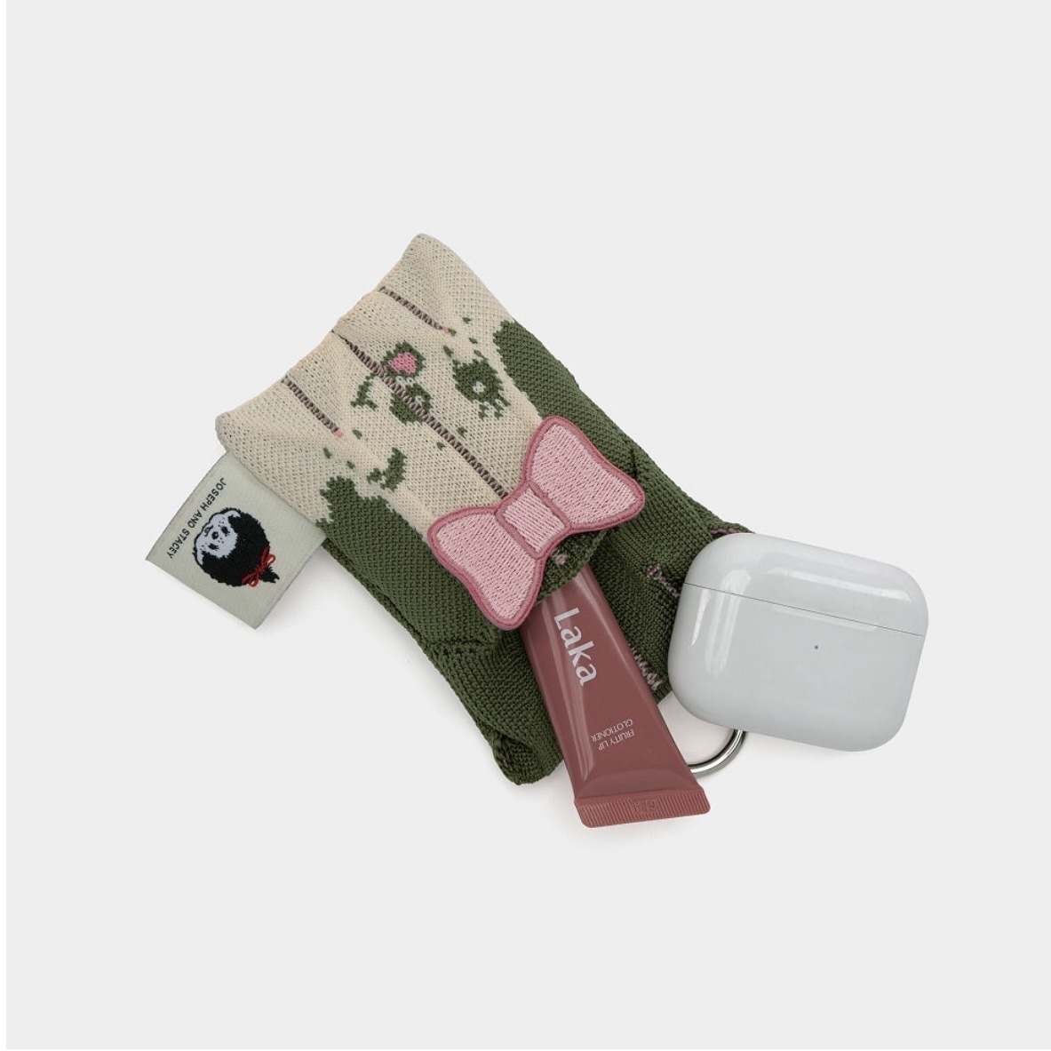 JOSEPH AND STACEY x MONCHHICHI 褶皺 針織 迷你多功能收納包 蒙奇奇