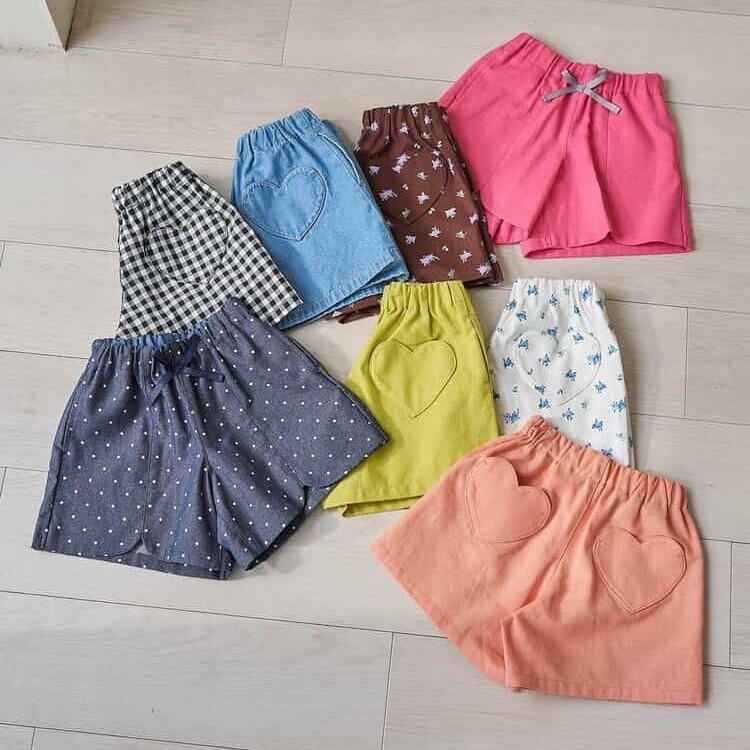 日本 90-140 心型口袋花瓣剪裁短褲 8色