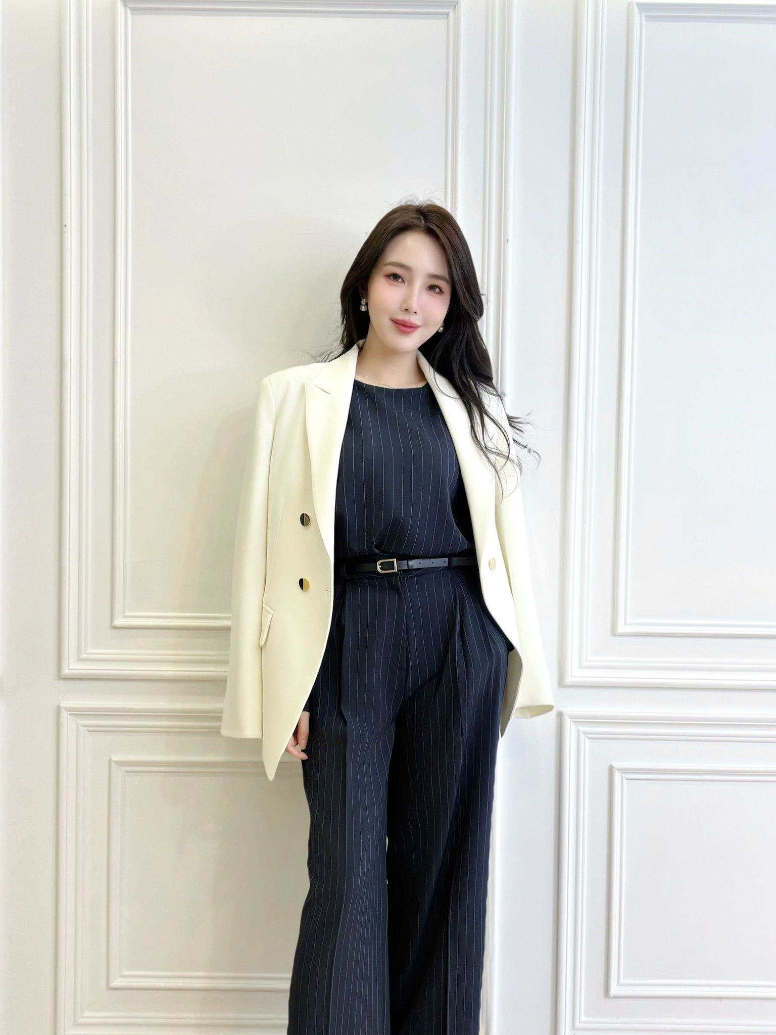 質感白雙排金釦西裝外套